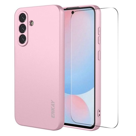 ENKAY HAT PRINCE Samsung Galaxy A57 5G Silicone Case + 9H Screen Protector - Pink