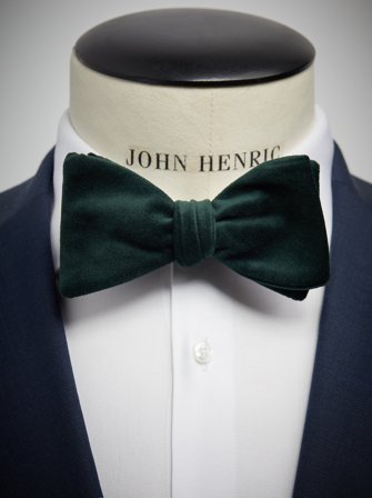 John Henric Men's Grønn Fløyelsløyfe Size Self-tied