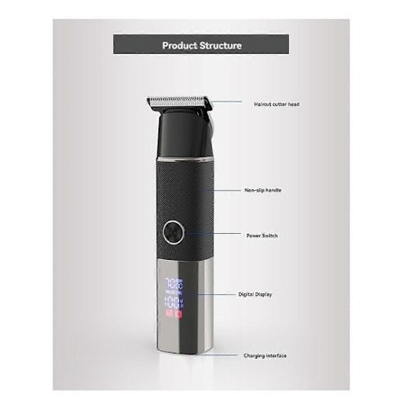 Elektrisk trimmer for menns kjønnshår, allsidig kroppstrimmer, digitalt display, vanntett hårtrimmer