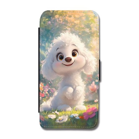 Söt Tecknad Pudel Hund iPhone 12/iPhone 12 Pro Flip Mobilfodral