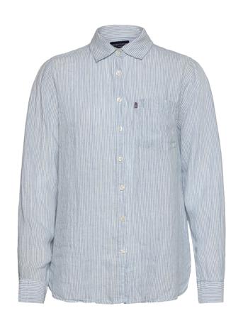 Isa Linen Shirt Langermet Skjorte Blå Lexington Clothing