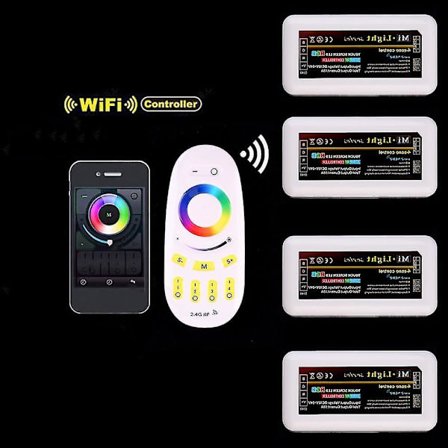 2,4 GHz Trådløs 4-Zoners Wifi RGBW Fjernbetjening til LED Lampe