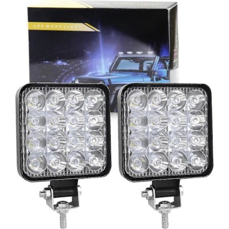 2 kpl Neliömäiset LED-työvalot, 4 tuuman Mini 48w 12v 24v LED-työvalot, Tulvavalot Työvaloja Maastoautoille, Kuorma-autoille, SUV:lle, 4x4 Traktorille