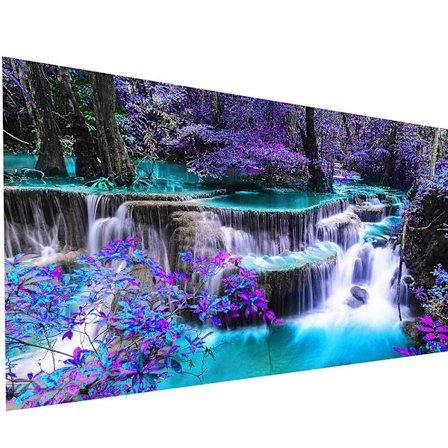 KZQ-Eleganta diamantmålningssatser för hemmet, vattenfallstema full borr kristallstrass, premiumkvalitet canvas, extra pärlor, bra presentval