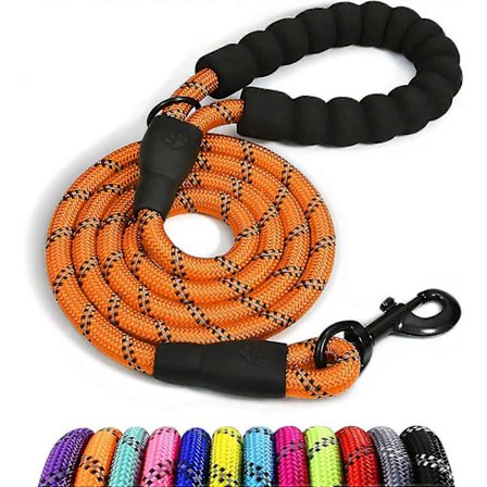 Hundesnor, Nylon Hundeline med Blødt Polstret Håndtag og Reflekterende Tråde, 150cm X 1.2cm, Orange
