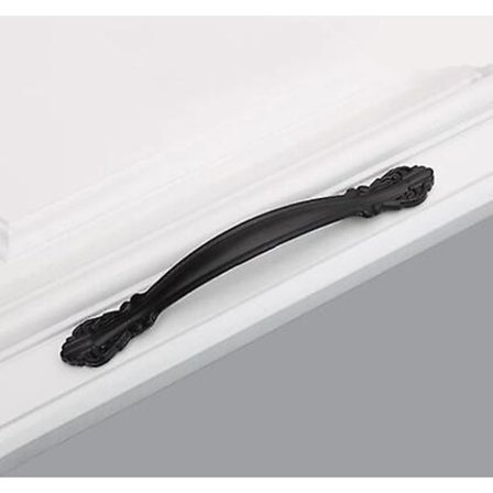 Set med 2 vintage skåpshandtag, kökshandtag, dörrknoppar i zinklegering, svarta skåpshandtag, bågformade handtag för byrå, badrum, hålcenter 96 mm, 