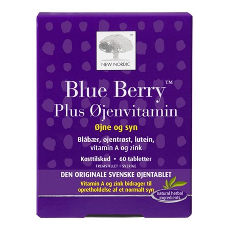 New Nordic Blue Berry Plus Øjenvitamin 60 tabl., Helse & Madvarer, Ingredienser, Blåbær