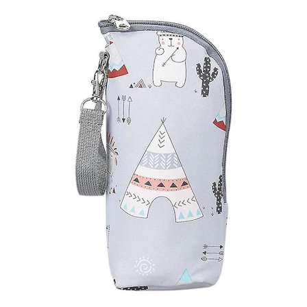 Bærbart Isolasjonspose for Flasker, Isolasjonspose for Babyflasker, Praktisk Flaskepose Tilbehør til Mammavesker (grå) (1 stk)