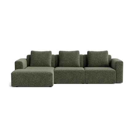 Como chaiselong sofa, venstrevendt - Genesis Grøn - 286x155x83 - Håndlavet sofa med chaiselong & ekstra rygpuder - Grøn komfort sofa
