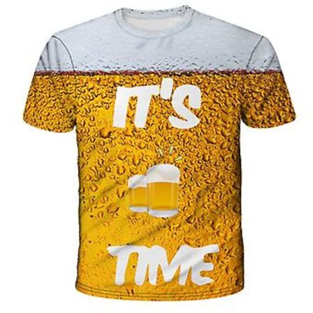 Herr 3D Grafisk Rolig Öl T-shirt Tryckt, Kortärmad Mode Streetwear T-shirts Med Design, 100% Ny (XXS)