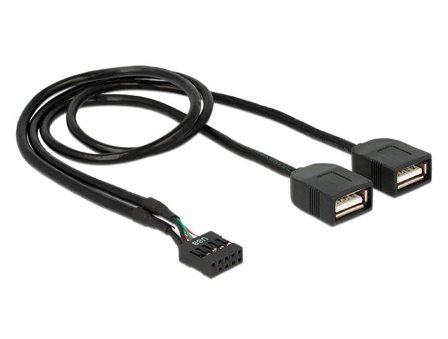 Delock intern-til-ekstern USB-adapter - 10-pins USB-kontakt til USB - 40 cm