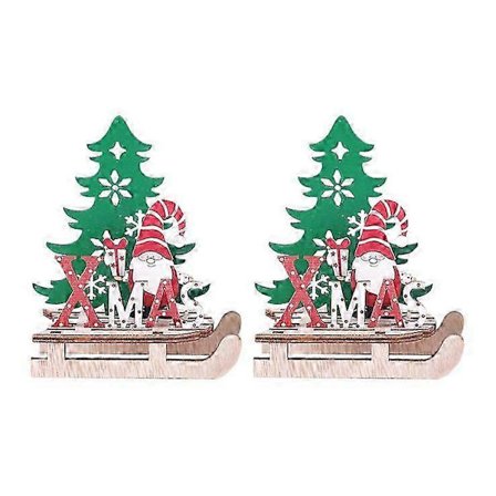 2 stk. julepynt Juletræpuslespil i træ Slædepynt [D]