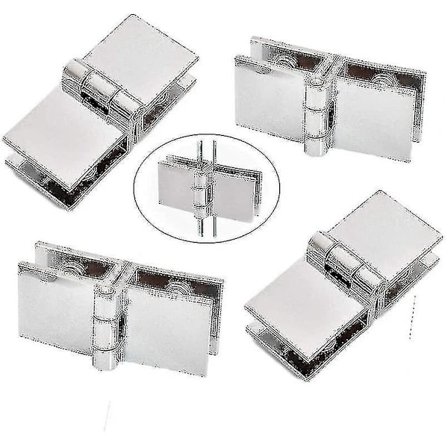 4 stk. 180 rustfrit stål glasdørshængsler, glasdørs hængsler, justerbar brusebads glasdørs klemme, hængsler tilpasningsdygtige, 5-8 mm glas til 