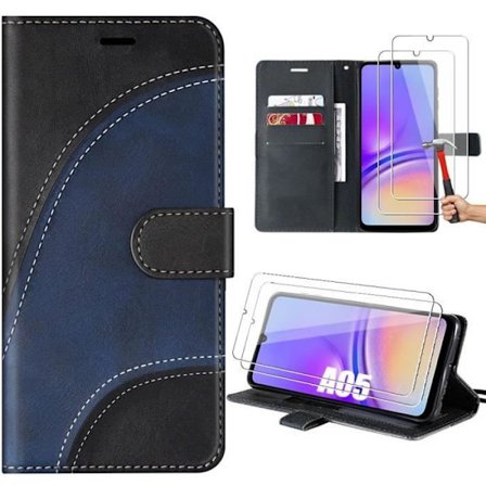 Skyddsskal - BOOLING - Samsung Galaxy A05 - Svart-Marinblå - Semi-rigid - Syntetiskt läder