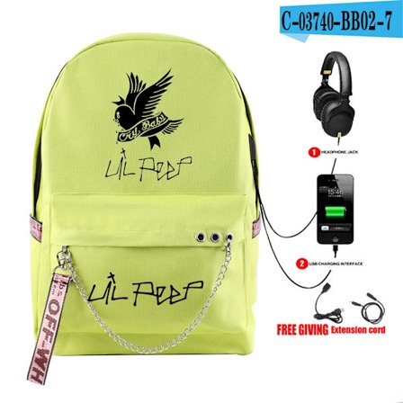 Populære mode Lil Peep Rap Unisex Studenter Skoletasker Trykt Oxford Vandtæt Notebook Rejse Rygsække med Usb~08320