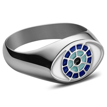 Evil Eye | Zilverkleurige Zegelring voor mannen - Zegelringen