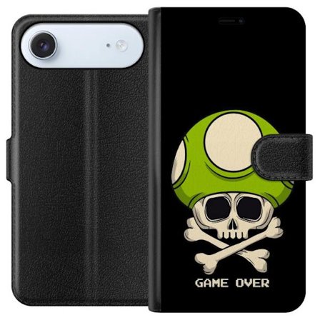 Yhteensopiva Lompakkokotelo Apple Apple iPhone 17 Air Pelimotiivi, jossa on kuolonsyöjä ja vihreä sieni retro pelityylillä ja tekstillä game over