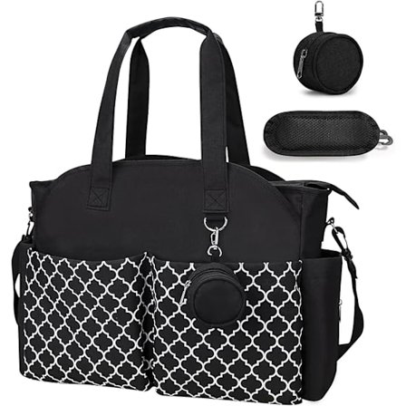 Multifunktionell Skötväska Stor Vattentät Babyorganisatör med Nappficka för Blöjor och Tillbehör Svart 40x15x29cm