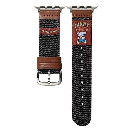 Denim klockarmband Apple Watch Series 10 42mm Retro ersättningsarmband - Hund / Svart