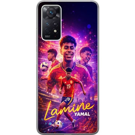 Yhteensopiva Puhelinkuori Xiaomi Xiaomi Redmi Note 11 Pro Lamine Yamal jalkapallo juliste Espanjan maajoukkueen pelipaidassa dynaamisella liikkeellä,