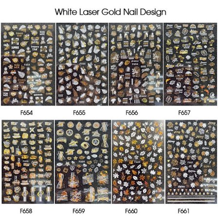 8Sheets Nail Art Dekaler Nagelklistermärken Nageldekor