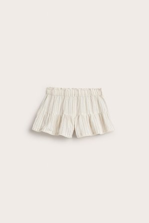 Newbie | Kudotut shortsit, joissa pitsireuna | Luonnonvalkoinen