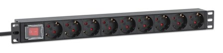 INTELLINET INT 19" 1U Rack Mount 9-Output Power Distribution Unit (PDU)