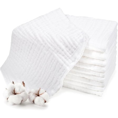 Hydrofile bleer pakke med 10 25 x 50 cm kompakte og gylpeklude bomuld absorberende bleer stofbleer starter super bløde og absorberende dåse hvid