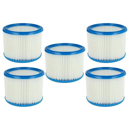 5x Foldbare filtre kompatible med Nilfisk Alto Wap Aero 25, 21, 20, 31, 26 støvsuger - patronfiltre, blå hvid