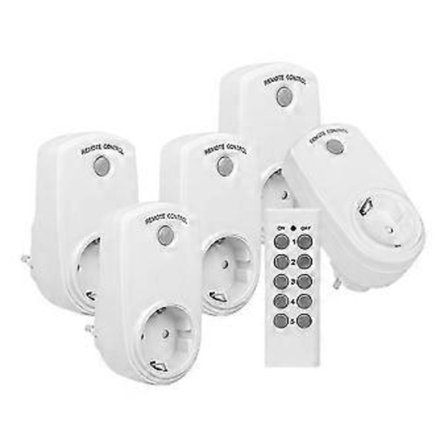 6 kpl langattomia kauko-ohjattavia älykkäitä pistorasioita valoille, tuulettimille, pienille laitteille, pitkän kantaman EU-pistoke