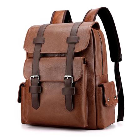 Miesten vedenpitävä nahkainen olkalaukku Retro Casual Suuri kapasiteetti Opiskelija Business Läppärilaukku Matkustaminen Koululaukku Muoti Light Brown
