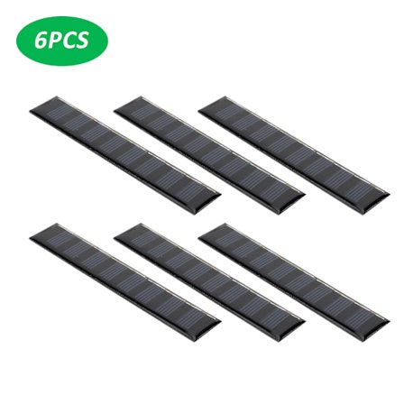 6-pak Bærbart Udendørs Nød-Polysilicium Solcellepanel 0,3W 4V Genopladeligt 2,4V 3V Batteri 107x20mm