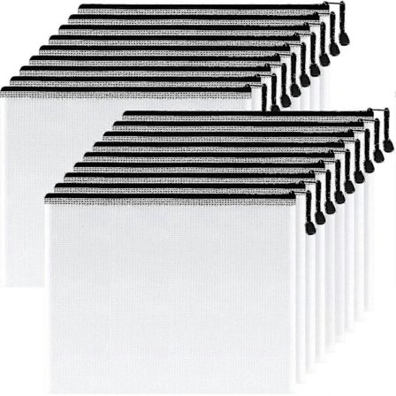 10 stk. A3 Plastik Mesh Lynlåspose Vandafvisende Zippose Til Skole Kontorartikler, Puslespil & Spil Organisering Opbevaring