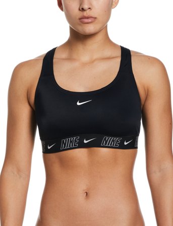 NIKE SWIM Nike Logo Tape Racerback Bikini Top - Black - S