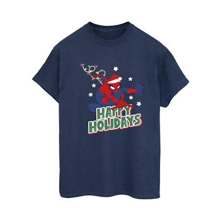 Spider-Man Dam/Kvinnor God Jul Bomulls Boyfriend T-shirt