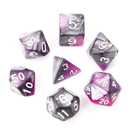 7 st/set Akryl Polyhedral Tärningar För TRPG Brädspel D4-D20