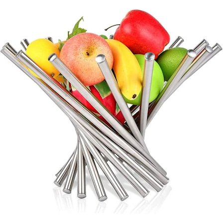 Foldbar Frugtkurv i Rustfrit Stål - Dekorativ Frugtkurv