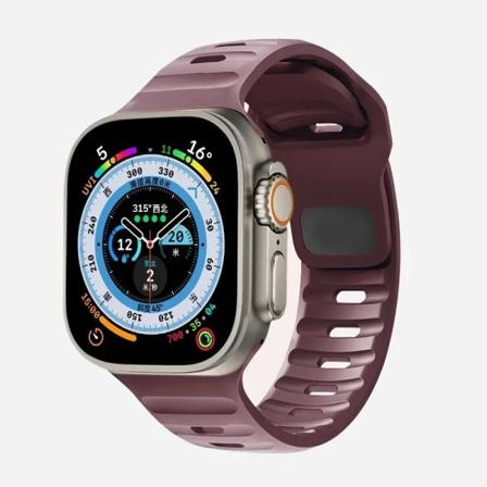 Silikonrem for Apple Watch Band 49mm 44mm 45mm 40mm 41mm 42mm 38mm Ultra 2 Sport Correa Armband iwatch Series 9 8 7 6 5s wine red