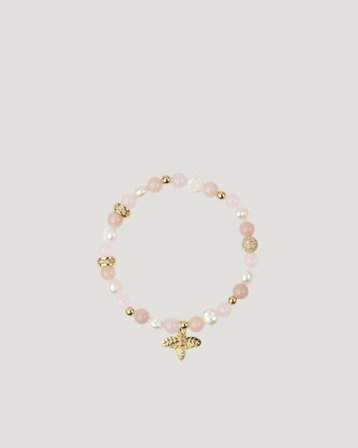 Dark Department Stone & Pearl Bead Bracelet 6 mm W/Charm Rosa Accessoarer Pige - Kids Brand Store