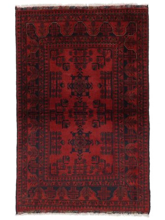 Handknuten Afghan Khal Mohammadi 97X148 Ullmatta Svart/Mörkröd Liten