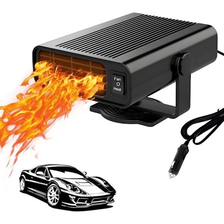 Elektrisk Varmeblæser - Bilvarmer - Afrimer 120W - 12V - Roterende - Forrudeblæser & Afrimer - ABS Hus - Kompakt Bilvarmer