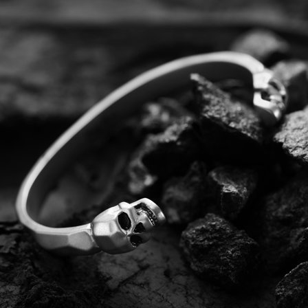 Jax Stainless Steel Skull Cuff Bracelet for Men - Steel bracelets