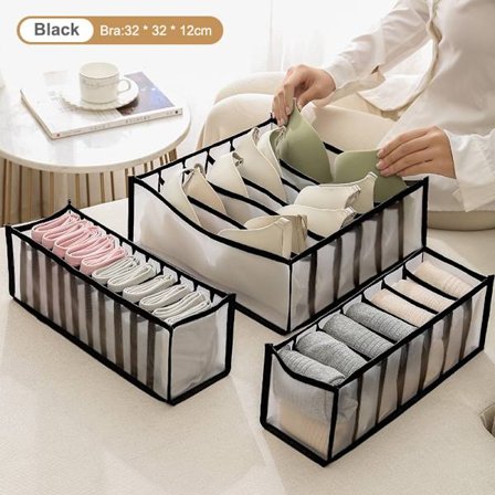 Multifunksjonell sammenleggbar skuff-stil stoffoppbevaringsboks for undertøy