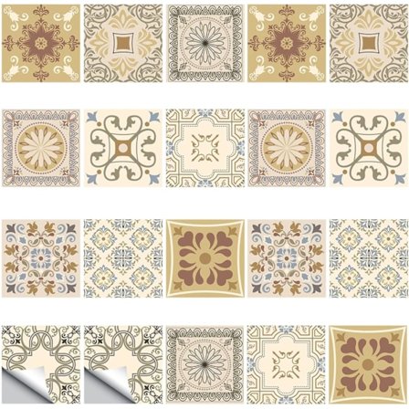 20 stk. Baderomsfliser Klistremerker 15x15 Selvklebende Fliseklistremerke Vanntett Mosaikk Kjøkkenflis Ark Flis Tapet Marokkansk Stil 