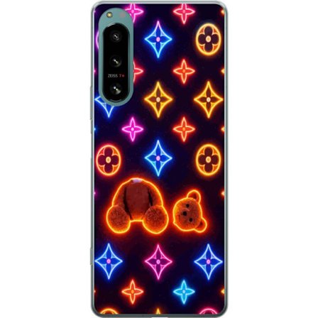 Kompatibel Mobilcover til Sony Sony Xperia 5 IV Neonfarvet luksusmønster med glødende teddybjørn i pop art-æstetik