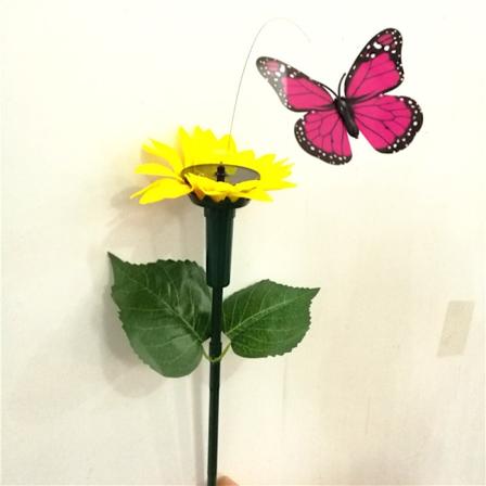 Solcellsdriven Dansande Fladdrande Fjärilar Flygande Kolibri Trädgårdsväxter Blommor Stake Trädgård Gräsmatta Dekor Rosa Sun Flower Butterfly Pink