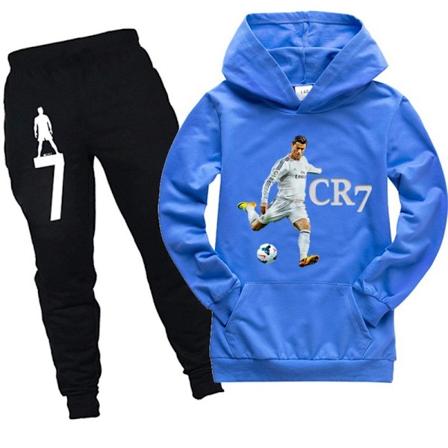 CR7 Ronaldo Trykk-Treningsdrakt Barn Gutter Jenter Genser Joggedress Blå Blå-Xin Blue 160cm