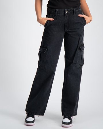 Grunt Worki Low Waist Cargo Czarny Jeansy Dziewczyna - Kids Brand Store