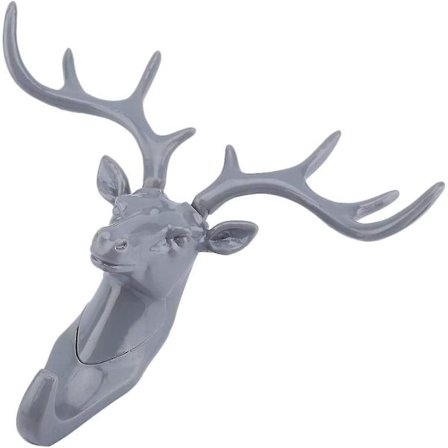 Dyrehode Henger Hylle Veggmontert Bad Kjøkken Hjem Kontor Oppbevaringsstativ Hatt Håndkle Nøkkelholder (grå)