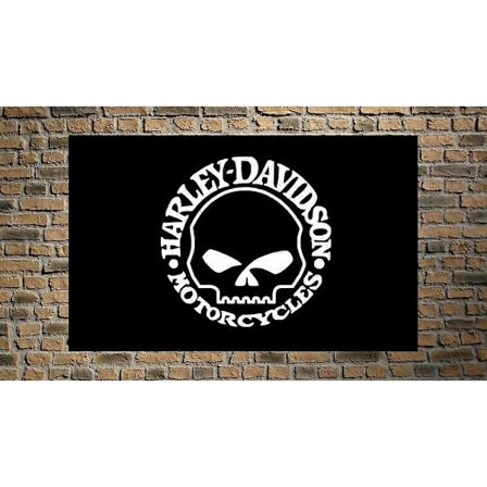 Harley-Davidson 3x5 FT Flagga Svart Banner för Garage Verkstad Mancave Vägg QQTO545[HK]